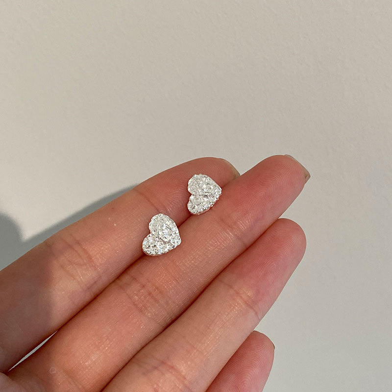 日系设计师topwhit七秒银原单款爱心耳钉s银熔岩不规则心形耳环