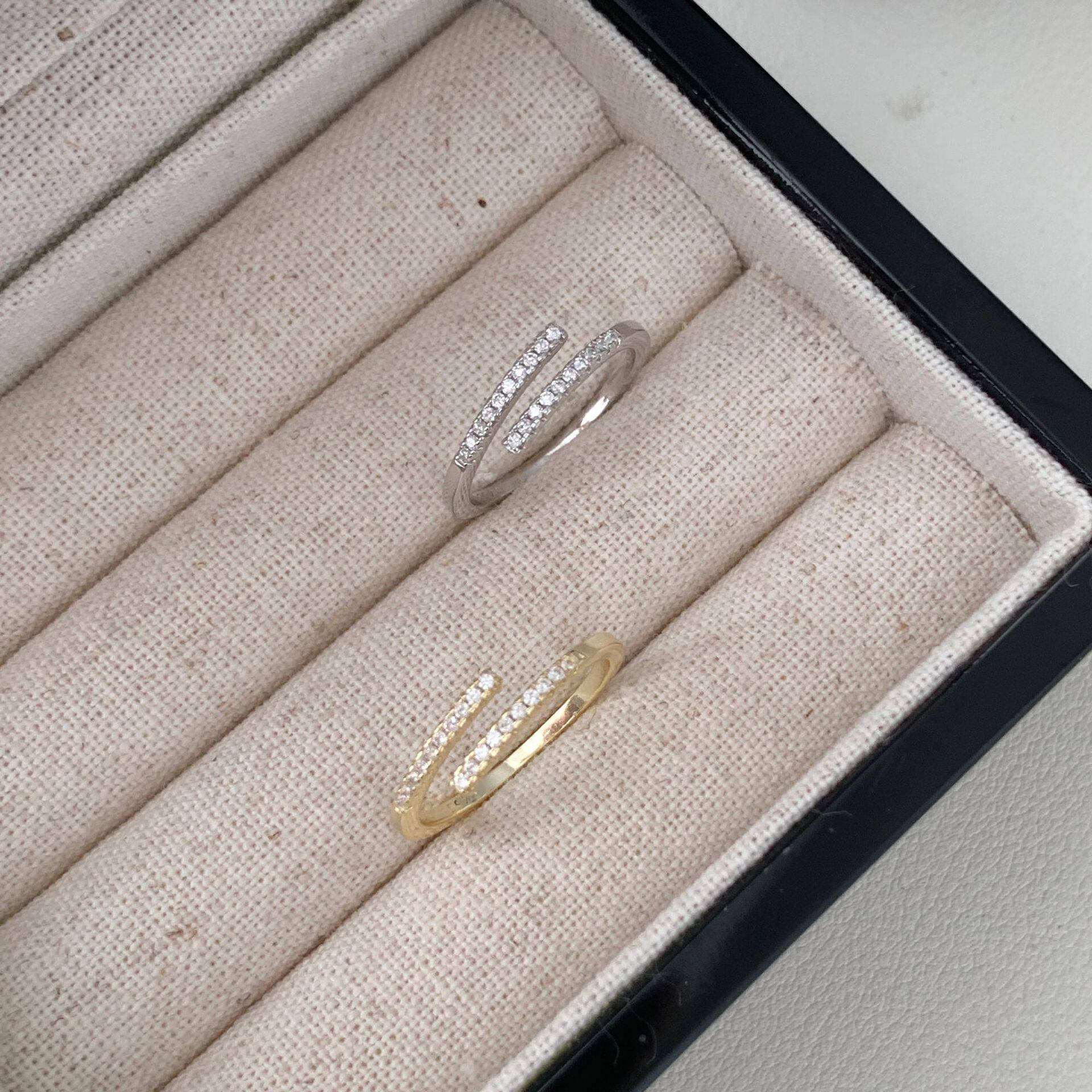 日系设计师topwhits银镶钻开口戒指女款轻奢复古小众设计高级感