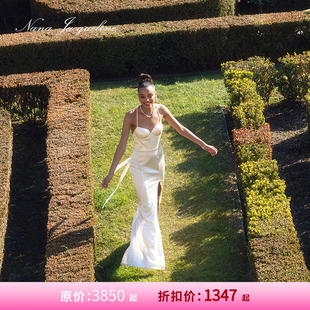 [甄选3.5折]NanaJacqueline明星同款连衣裙蝴蝶结露背吊带裙长裙