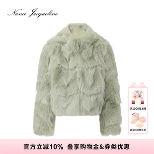 NanaJacqueline冬季 新款 狐狸毛立领皮草女轻奢双侧口袋剪毛短外套