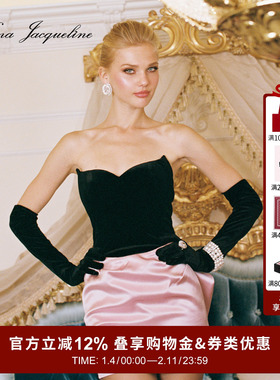 【徐如蓝同款】NanaJacqueline丝绒缎面连衣裙猫眼小礼服新年晚宴