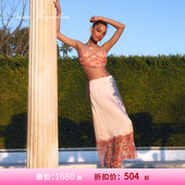 NanaJacqueline碎花蕾丝套装 甄选3折 女气质吊带上衣配缎面半裙