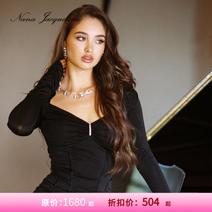 紧身上衣女气质 NanaJacqueline一字肩多穿法性感堆堆袖 甄选3折