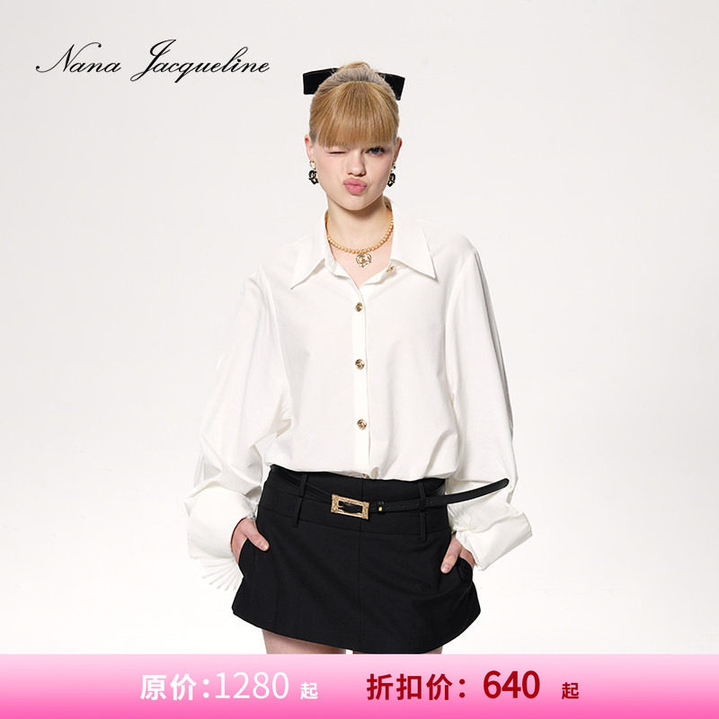 [甄选5折]NanaJacqueline长袖宽松衬衫套装袖口拼纱上衣半裙长裤,女装/女士精品,时尚套装,淘宝优惠券,粉丝福利购,淘宝优惠卷