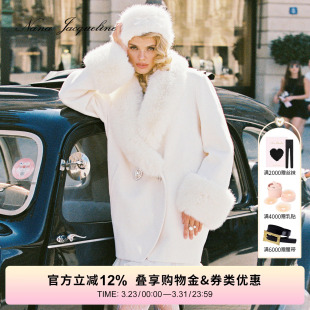 NanaJacqueline复古毛领钻饰茧型大衣轻奢毛呢外套 徐如蓝同款