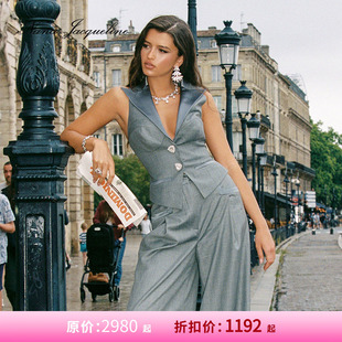 格雷系套装 NanaJacqueline明星同款 马甲上衣腰链阔腿裤 甄选4折