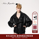 落肩时尚 NanaJacqueline翻领夹克皮衣新款 短外套女 孟子义同款