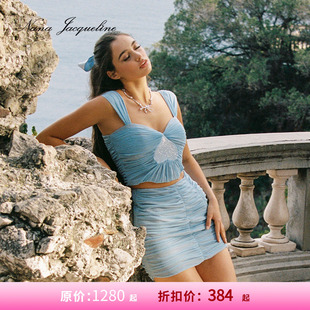 女吊带上衣配半裙 NanaJacqueline网纱爱心闪钻抽褶套装 甄选3折