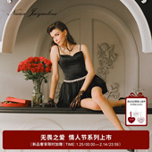 NanaJacqueline吊带仿珍珠钻饰连衣裙女春新款 优雅收腰网撑蓬蓬裙