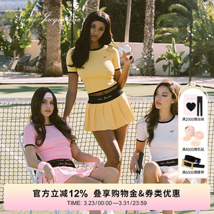 NanaJacqueline撞色刺绣复古时尚 女春高尔夫网球羽球 针织运动套装