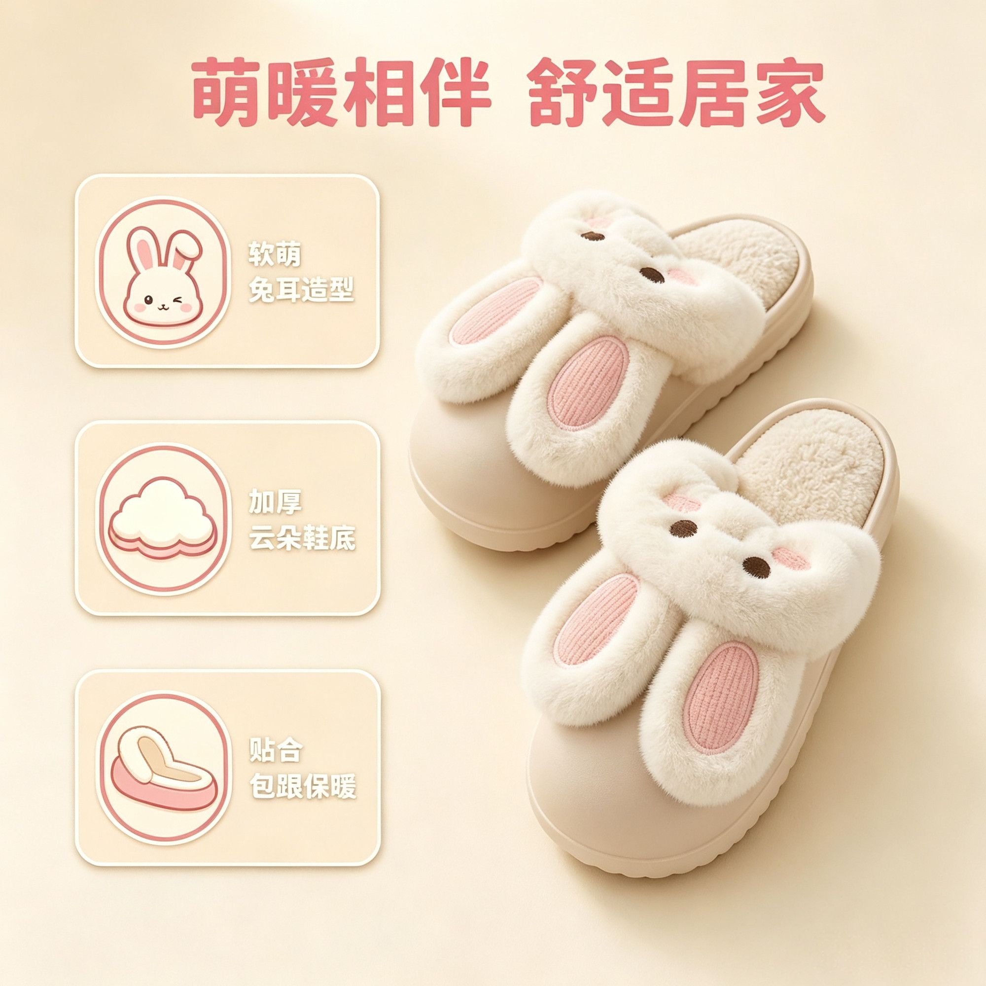 冬季潮流卡通可爱棉拖鞋