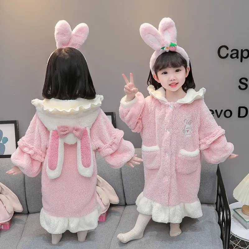 秋冬女童加厚珊瑚绒睡裙