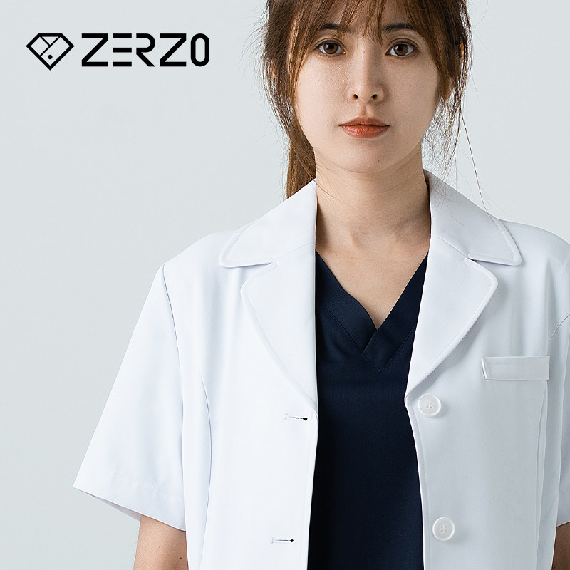 ZERZO夏季高端医美短袖白大褂医生制服医美牙科医师白衣工作服