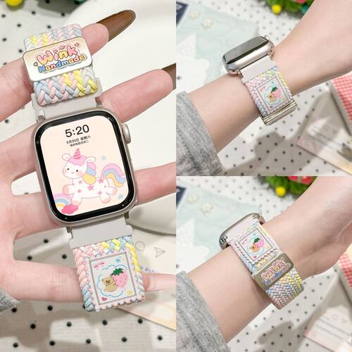 适用iwatch11苹果手表applewatch10表带s9尼龙编织s8s7新款S6男女