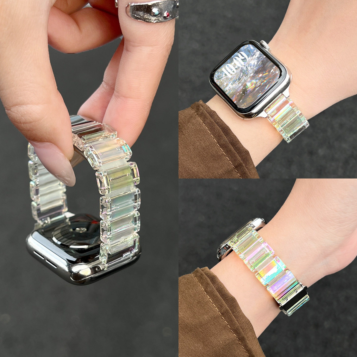 适用iwatch11表带苹果S10手表applewatch9树脂S8高级S7夏SE女新款