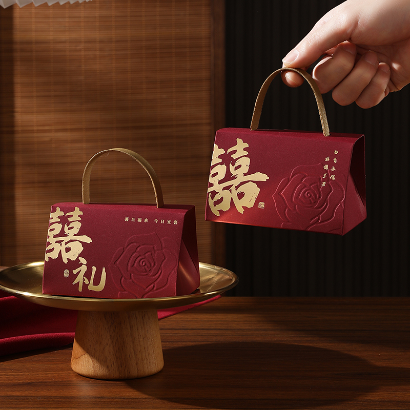 喜糖盒糖果袋子手提可装烟礼袋创意婚品订婚轻奢回礼复古纸糖盒子