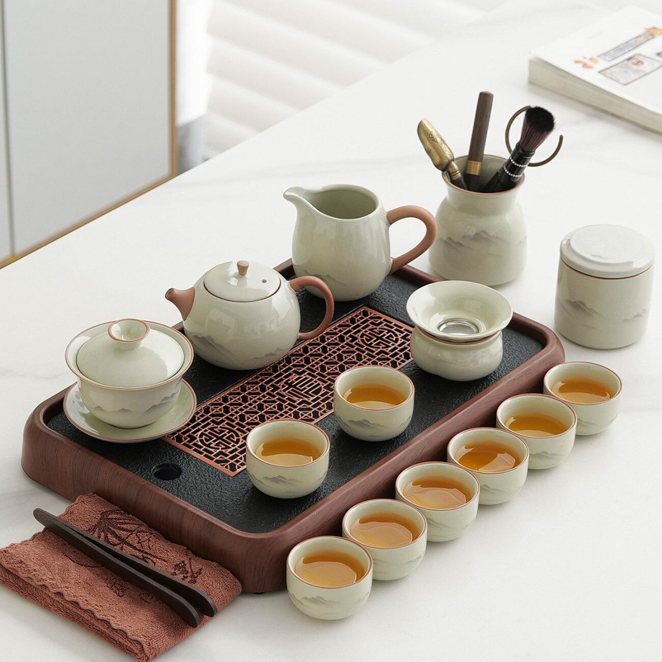 汝窑茶具套装家用陶瓷茶