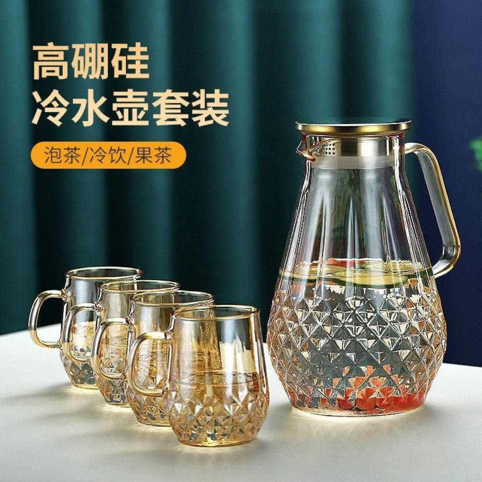 新款琥珀色加厚玻璃水壶