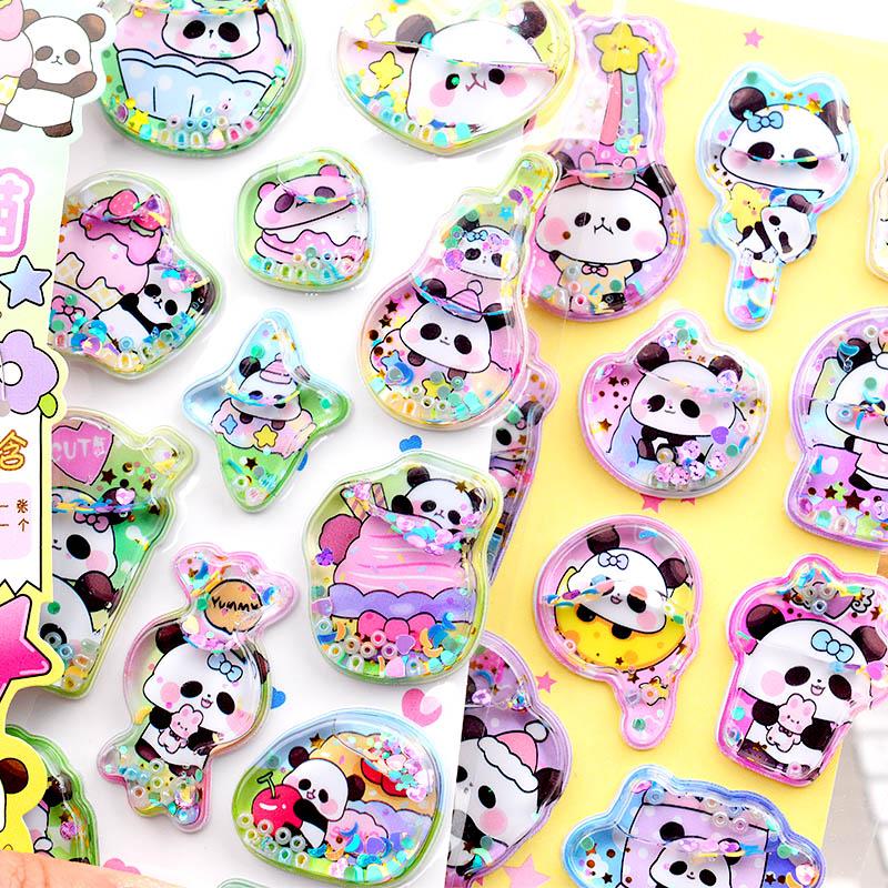 熊猫灌水贴纸3D立体带水贴纸