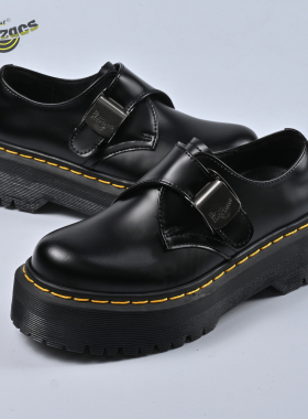 【卡扣】 松糕鞋厚底5cm黑色小皮鞋休闲鞋学生公主学院风百搭商务