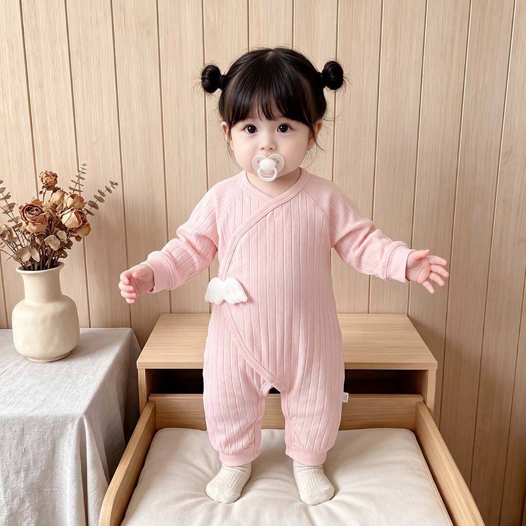 新生儿连体衣秋款纯棉Aa类婴儿衣服爬服宝宝睡衣家居服蝴蝶衣斜襟