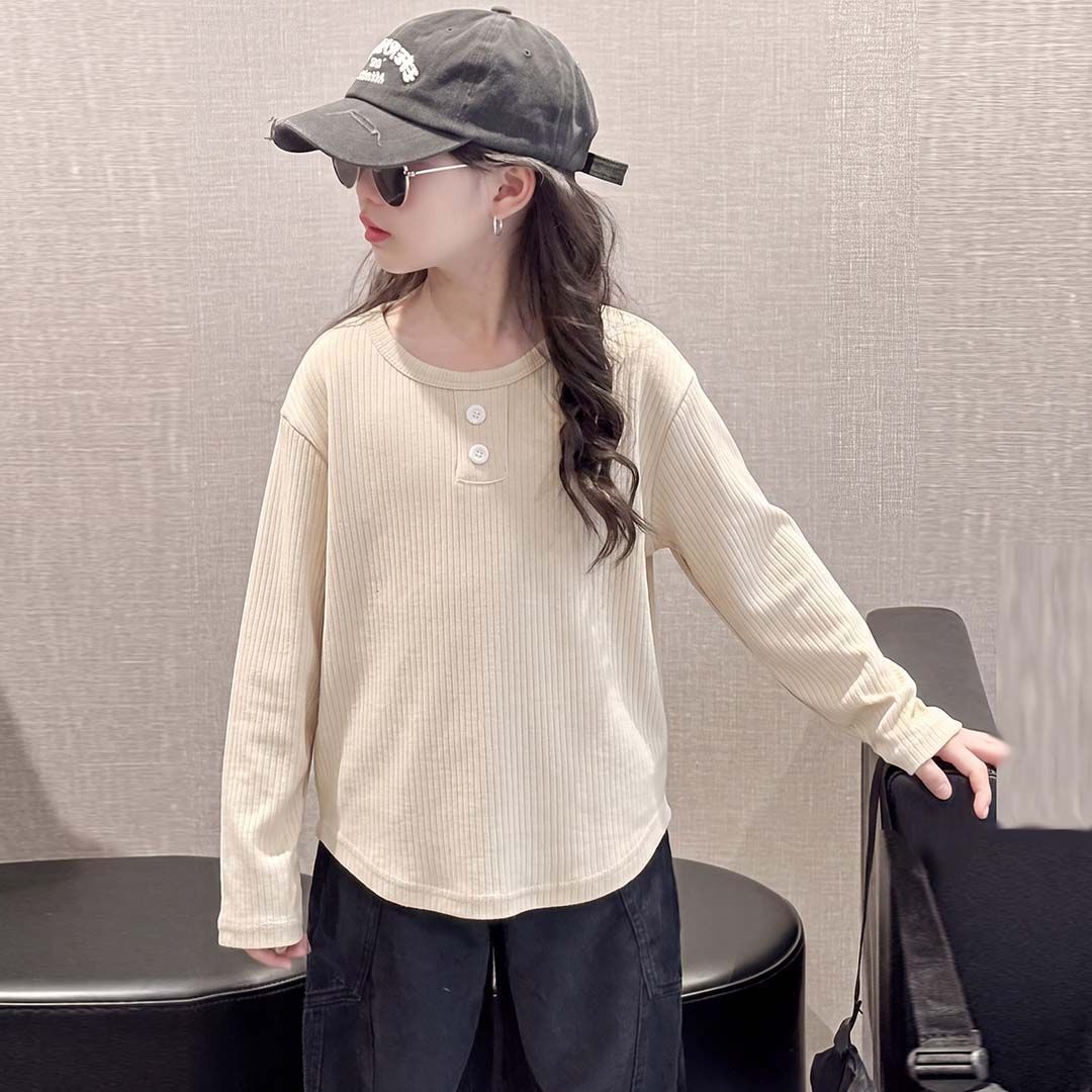 儿童打底衫秋装新款圆领长袖上衣秋衣女童保暖内衣甜美百搭公主