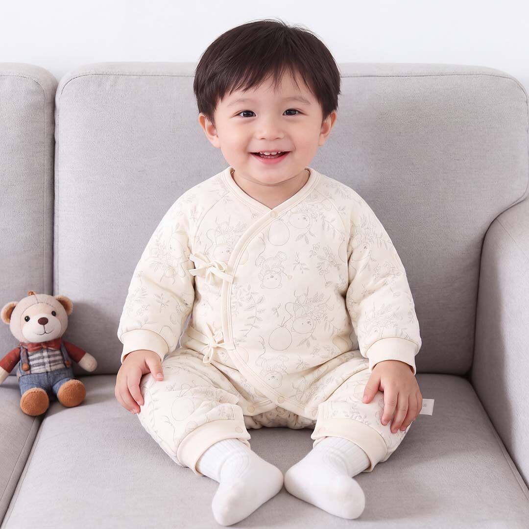 婴幼儿秋冬季蝴蝶衣80克夹棉睡衣婴儿加厚纯棉连体衣宝宝哈衣