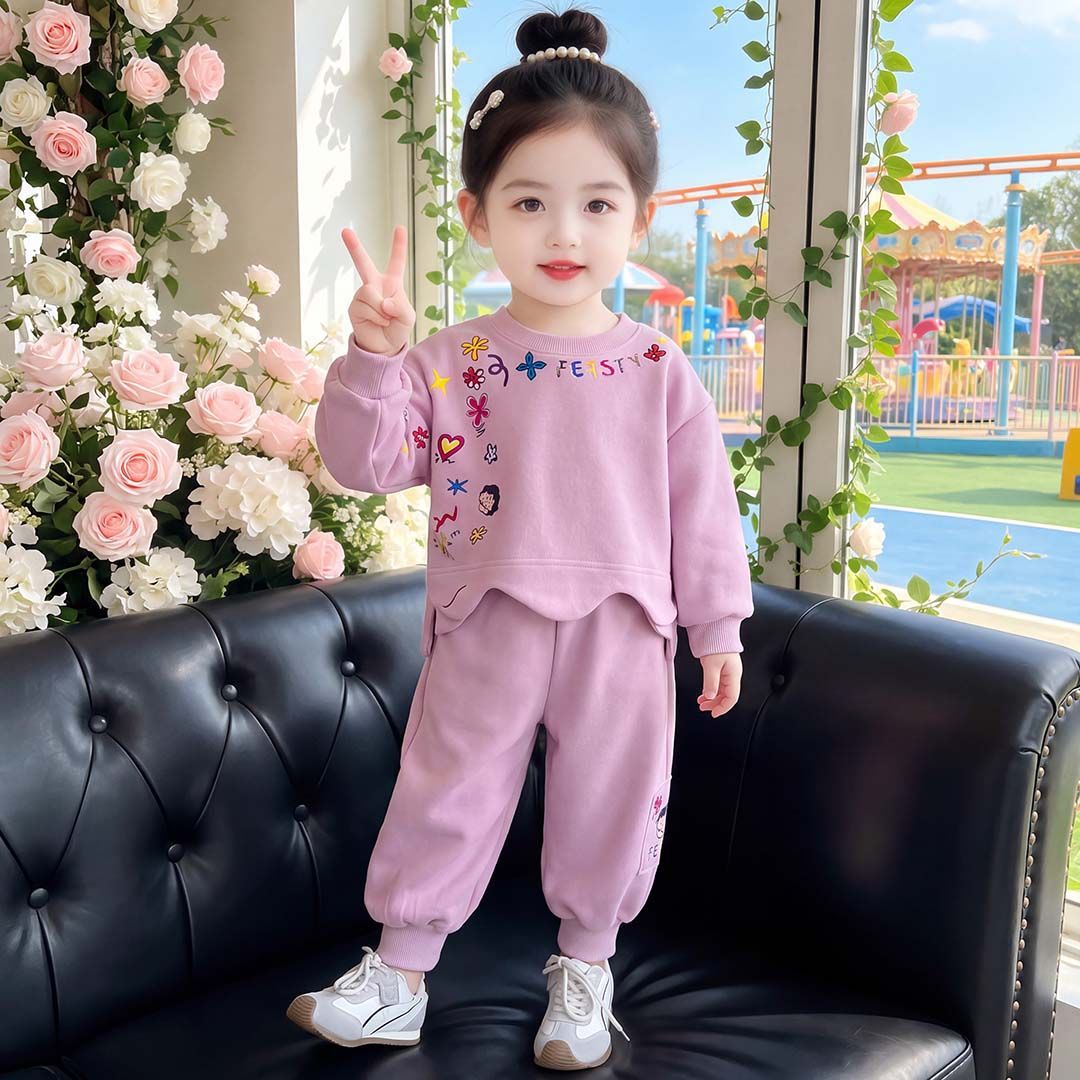 秋季女童套装春洋气儿童宝宝时髦休闲卫衣两件套春秋韩版时尚童装