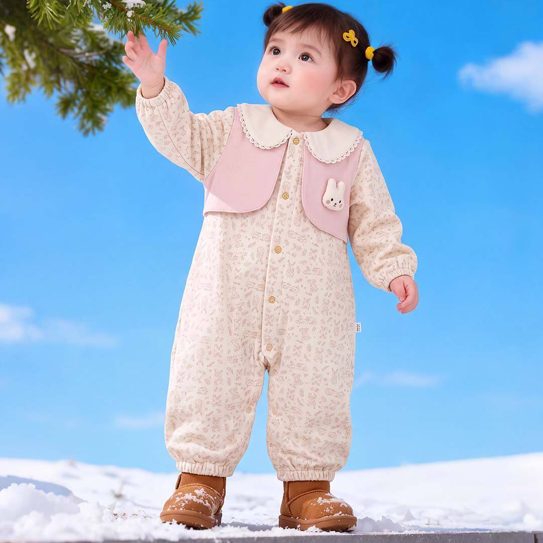 婴儿连体衣纯棉宝宝长袖哈衣爬服a类婴幼儿洋气外出服秋装秋季
