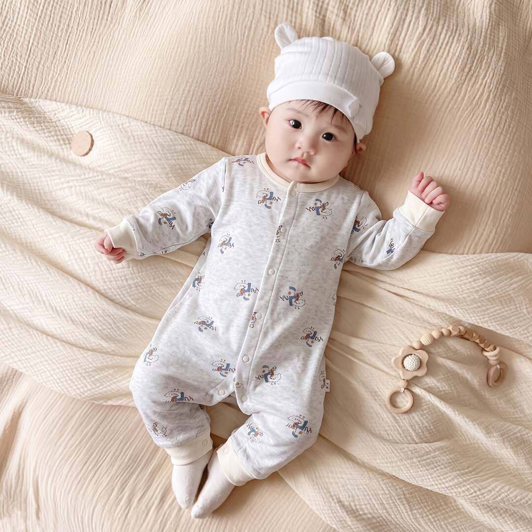 婴儿连体衣春秋纯棉衣服秋装小月龄宝宝洋气长袖哈衣爬服超萌简约