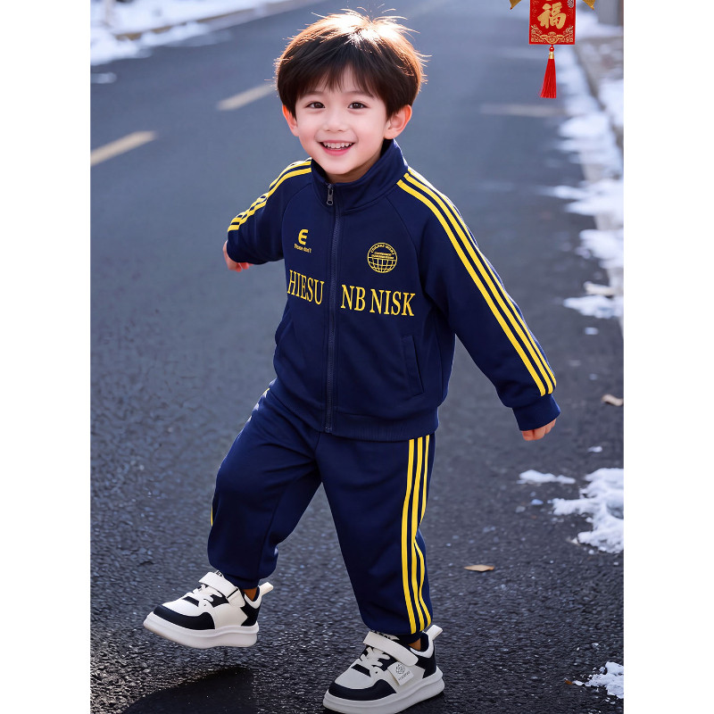 春秋季儿童棉质运动套装中大童韩版弯刀裤休闲百搭男童时尚两件套