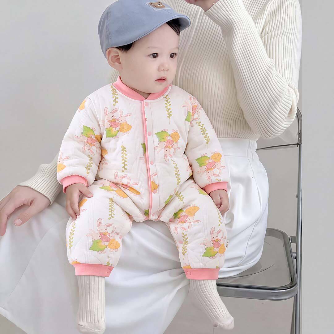 新生儿哈衣40g夹棉婴儿衣服秋冬保暖棉衣连体衣冬装宝宝加厚爬服