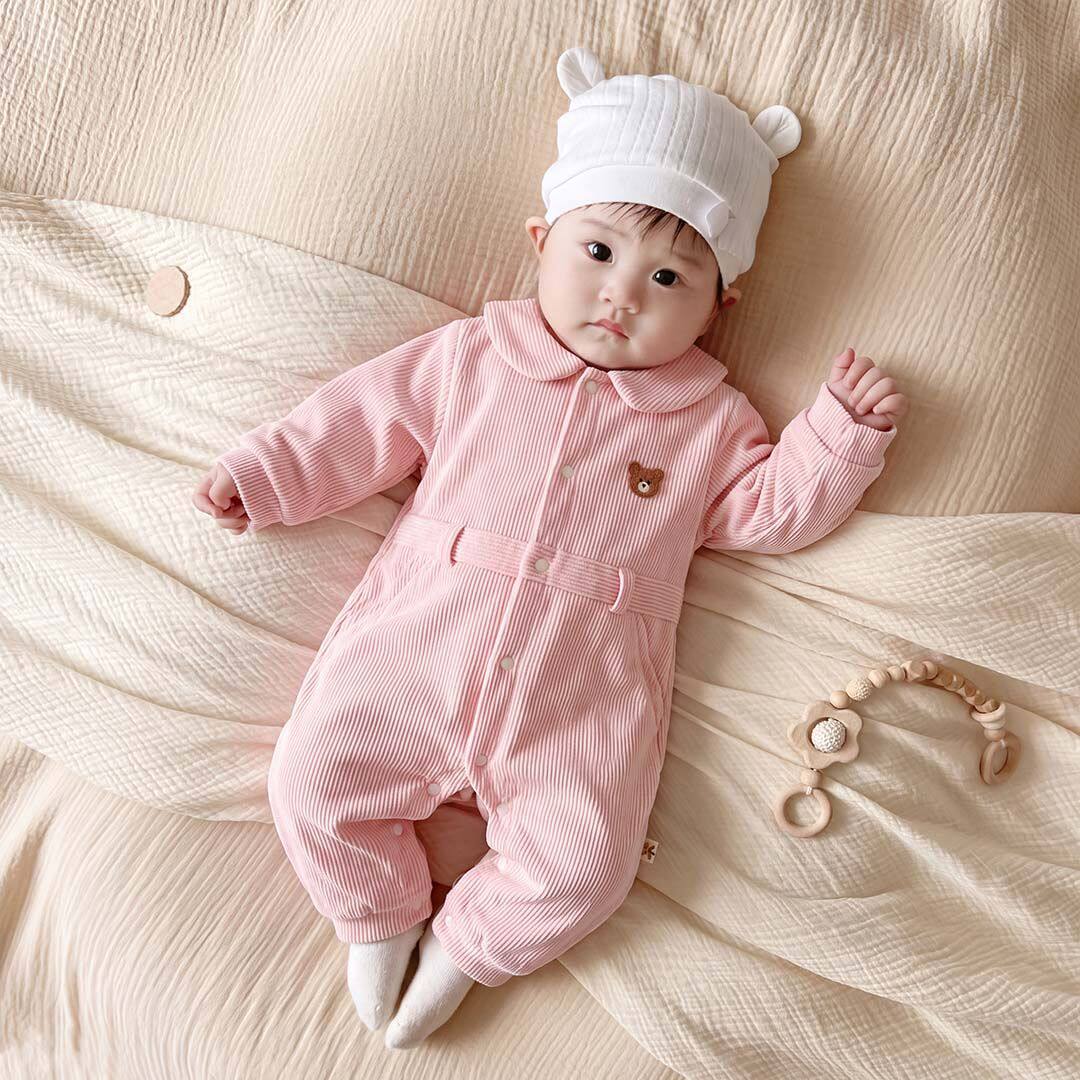 婴儿秋冬衣服外出服宝宝加厚连体衣新生儿满月周岁拜年服柔软超萌