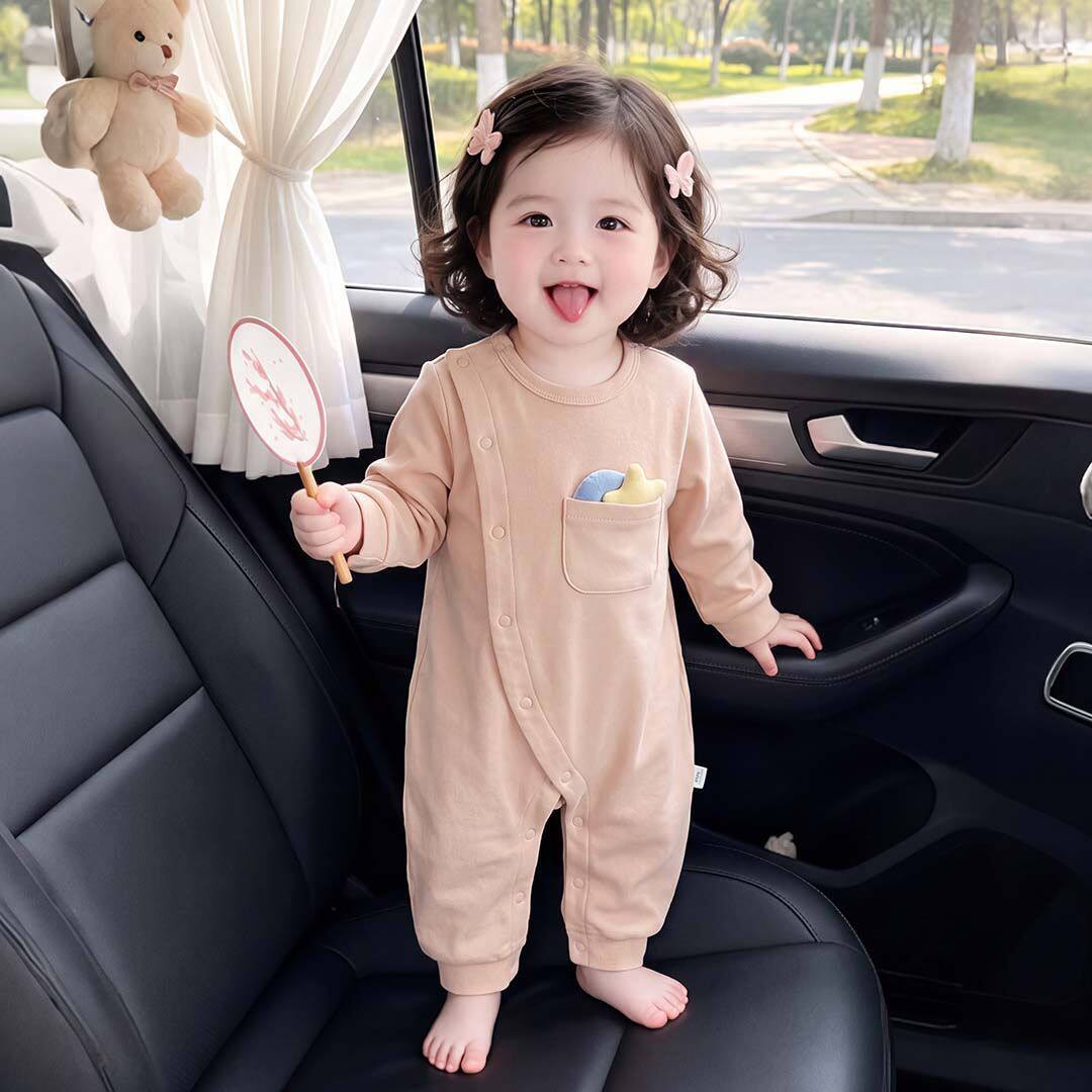 婴儿连体衣春秋季爬服哈衣无骨舒绒全棉a类衣服宝宝外出服休闲