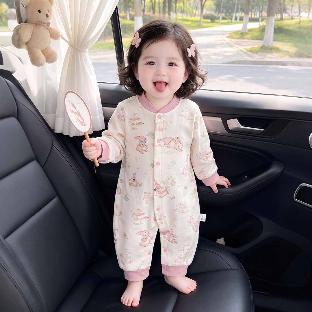 婴儿连体衣春秋棉质a类衣服新生儿无骨哈衣爬服宝宝睡衣休闲