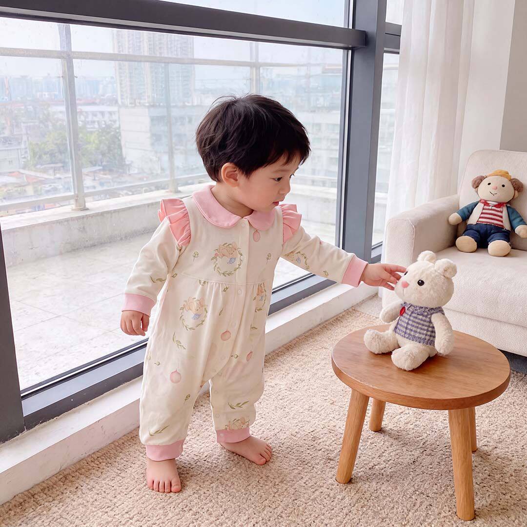 婴儿衣服春秋爬服纯棉a类连体衣宝宝外出服哈衣长袖睡衣柔软