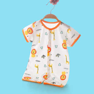 婴儿AB夏季连体衣薄款宝宝短袖连体哈衣新生婴儿衣服男女爬服夏装