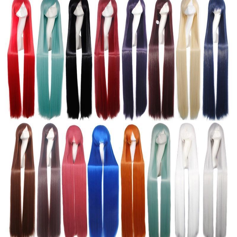 cosplay假发 古装男女万用150cm长直发动漫彩色发cos外贸假发