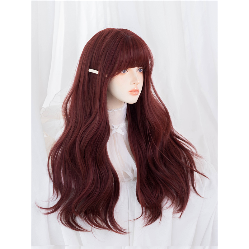 跨境红色假发女网红日常长卷发大波浪微卷lolita新款jk全头套