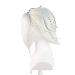 王者默契交锋兰陵王花木兰cos假发情人节新皮肤银白渐变假毛