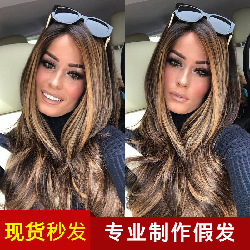 亚马逊新款 玫瑰网wig长卷发女大波浪跨境欧美假发现货  工厂