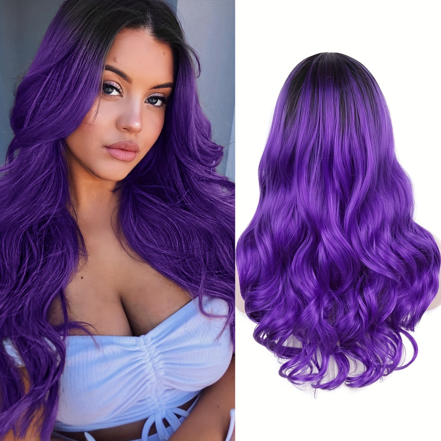 欧美假发 长卷发大波浪化纤机制头套假发 女士中分全头套假发现货