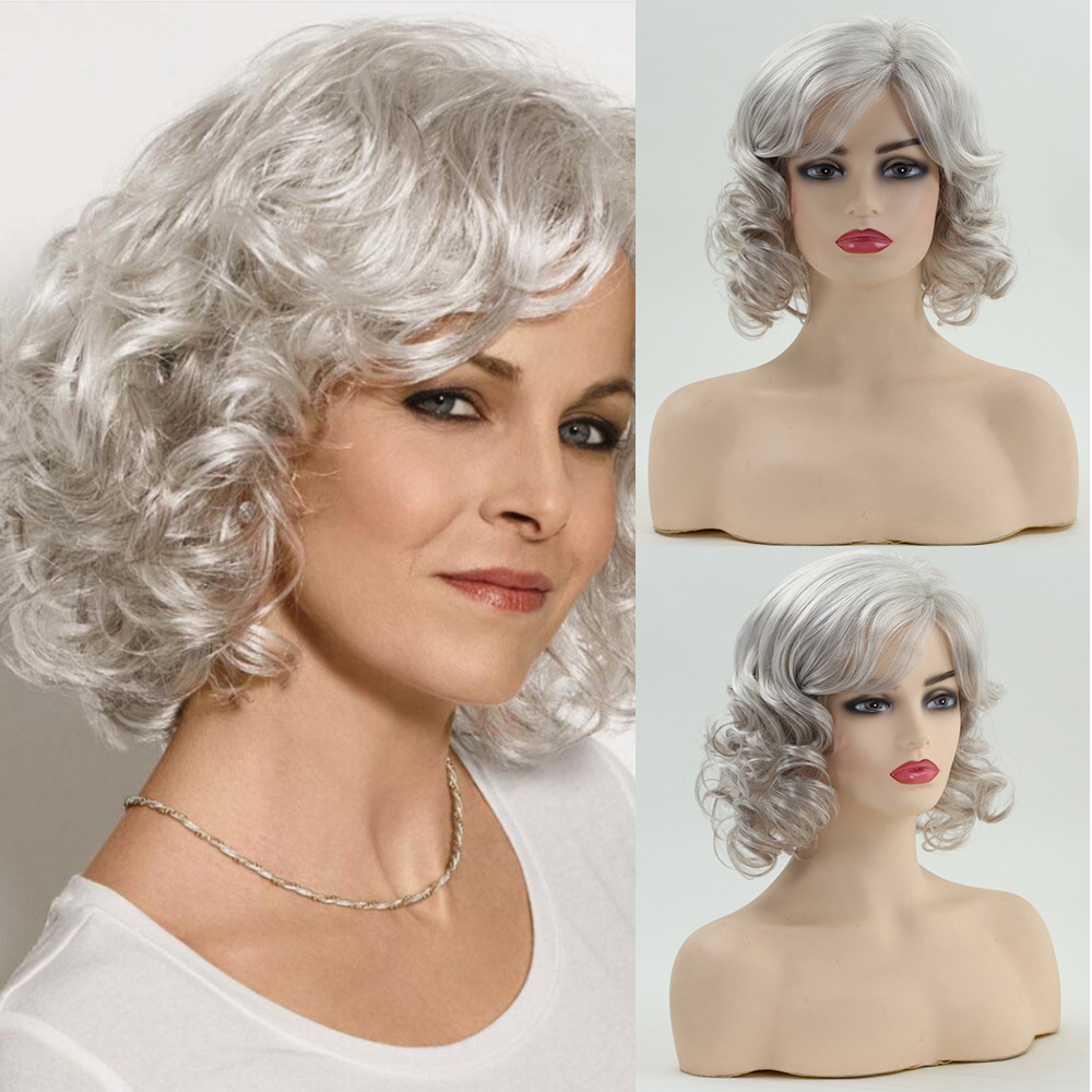 跨境假发wigs 欧美时尚短卷发大卷化纤假发头套厂家