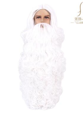 新品白胡子圣诞老人假发套装factorywig胡子帽子全头套