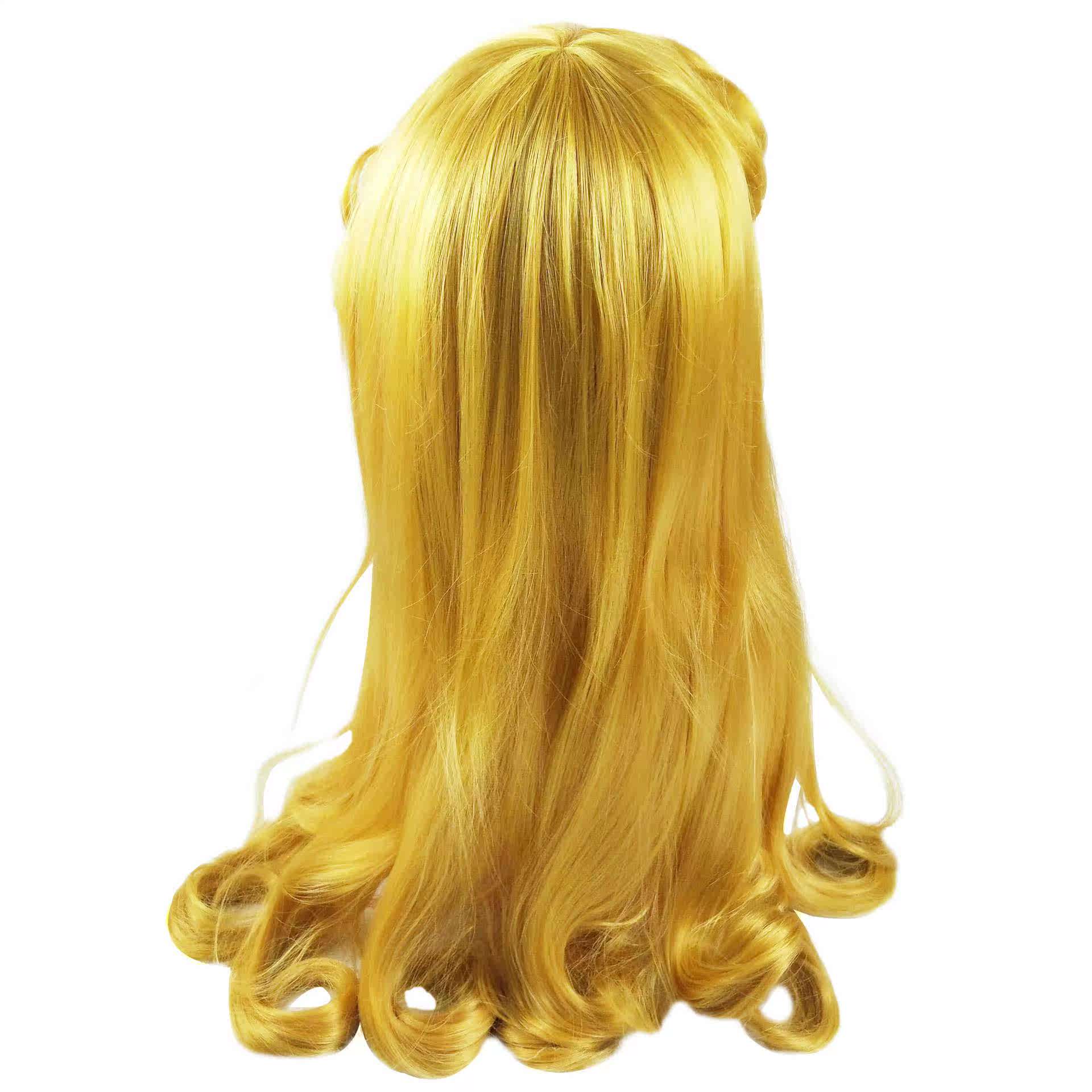 艾罗拉公主cos 睡美人 黄色长卷发cosplay动漫假发 爱洛公主假发