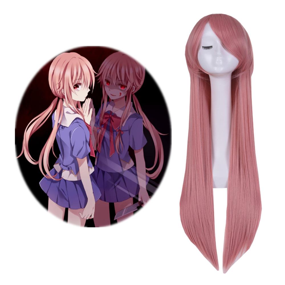 cos假发未来日记 我妻由乃 烟粉色 斜刘海长直发动漫cosplay假发