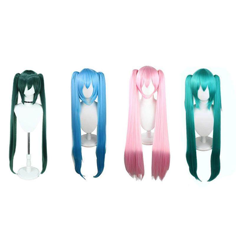 cos假发初音未来miku卡通动漫假发蓝色高温丝双马尾粉色长直发女