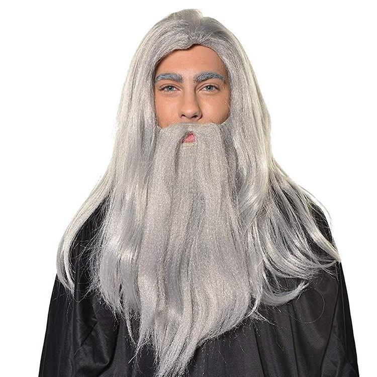假发魔术师男巫Wizard Warlock Sorcerer亚马逊cos wig假发胡子男
