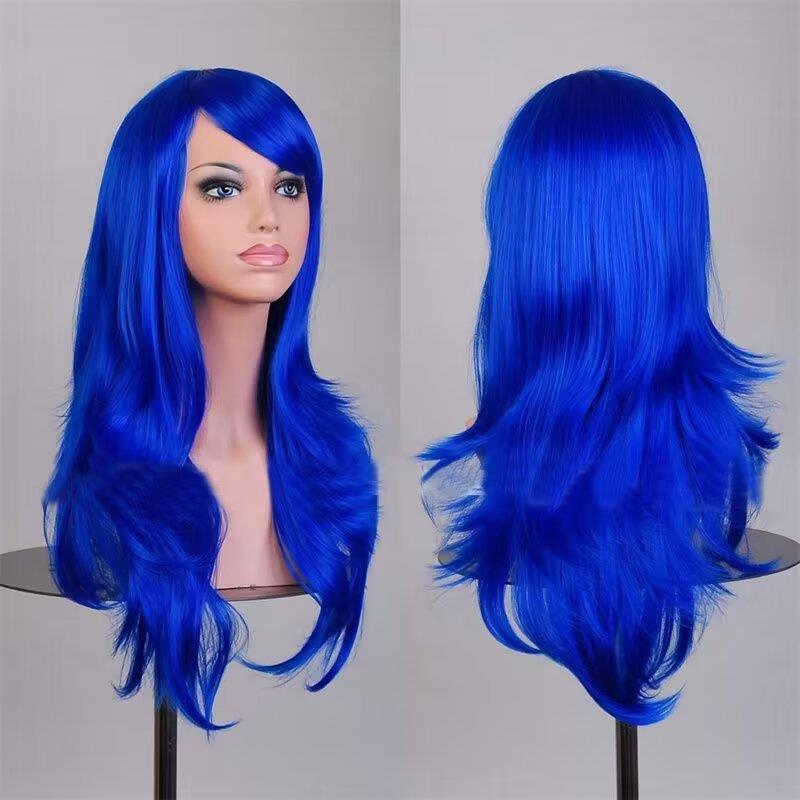 欧美cosplay动漫假发 70厘米服装角色扮演彩色长卷发头套现货