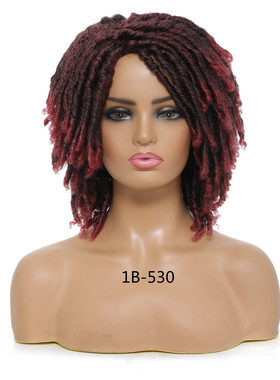 化纤筒曲小渐变色卷蓬松脏辫短款头套 非洲假发女 color modle